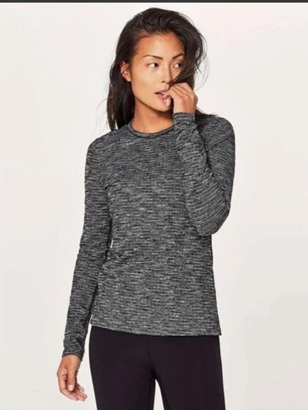 lululemon Kitsilano Long Sleeve Top in Coco Pique Black & White - Like New